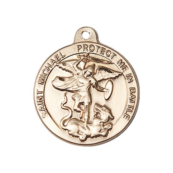 14KT GOLD ST MICHAEL MEDAL - 7/8" x 1 3/8"